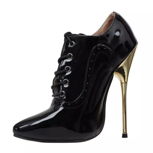Women Pumps 14CM Super High Heels Stilettos Pointed toe Lace up Oxford Shoes